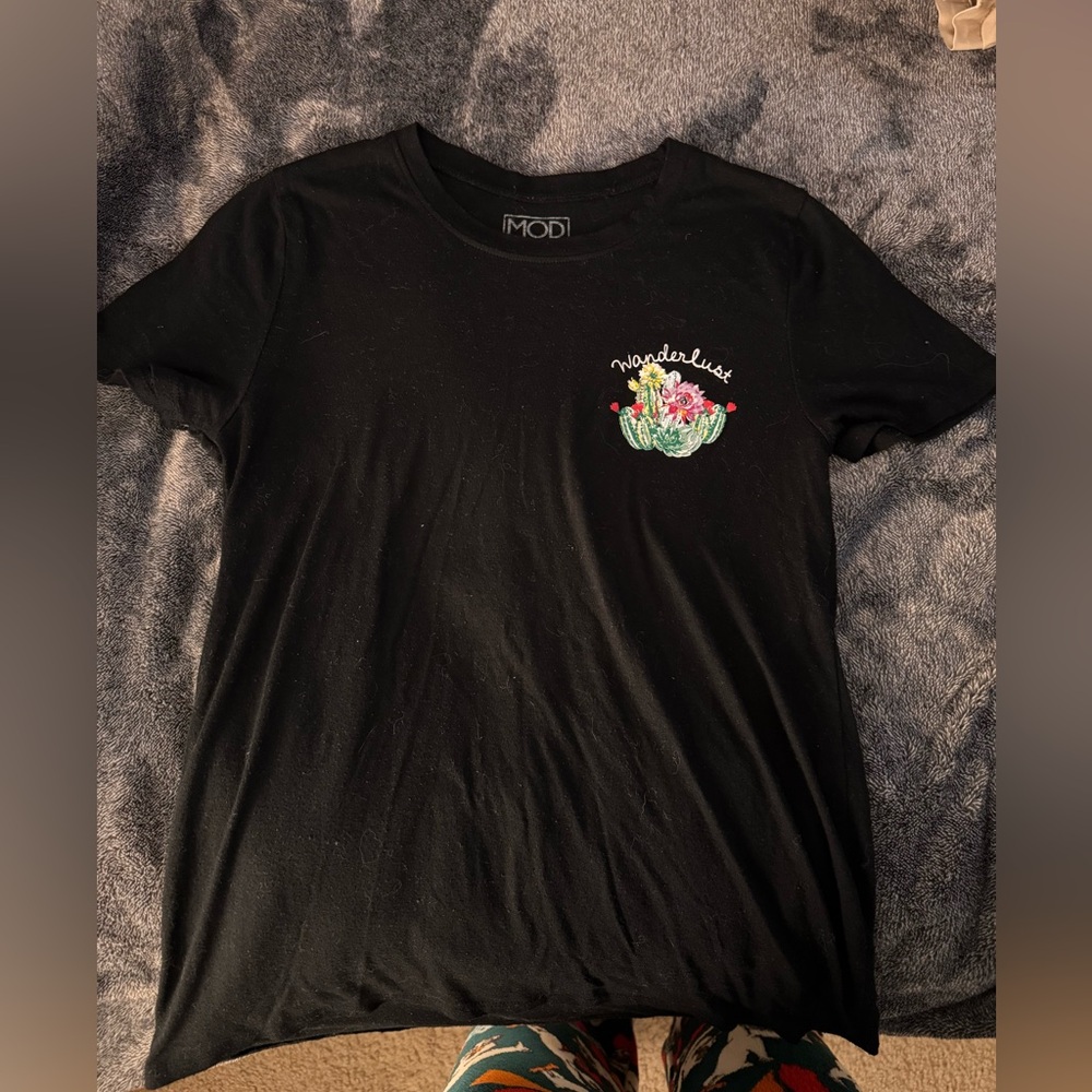 Modern Lux Black Tee with Floral Design